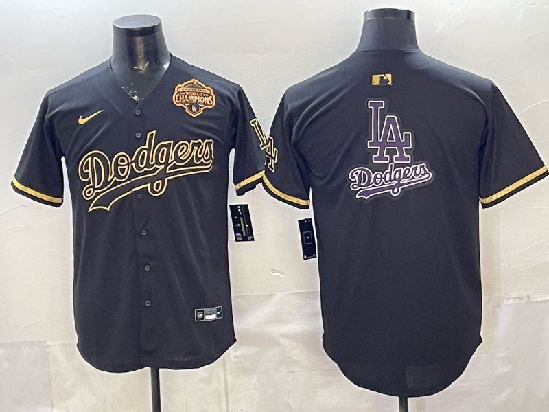 2026 Men Nike Los Angeles Dodgers Blank black gold Game MLB Jersey 0026